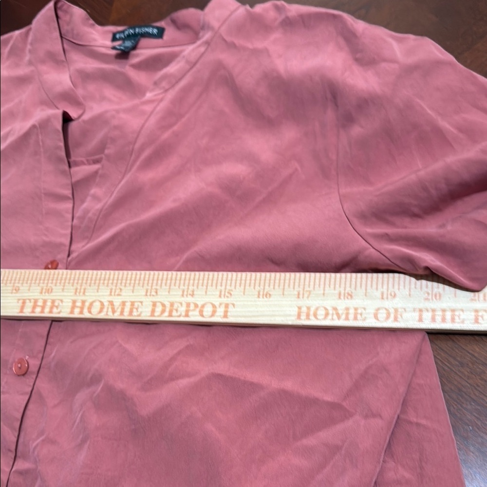Eileen Fisher sandwashed Pink Button Down Shirt stand up collar chutney - Picture 6 of 12